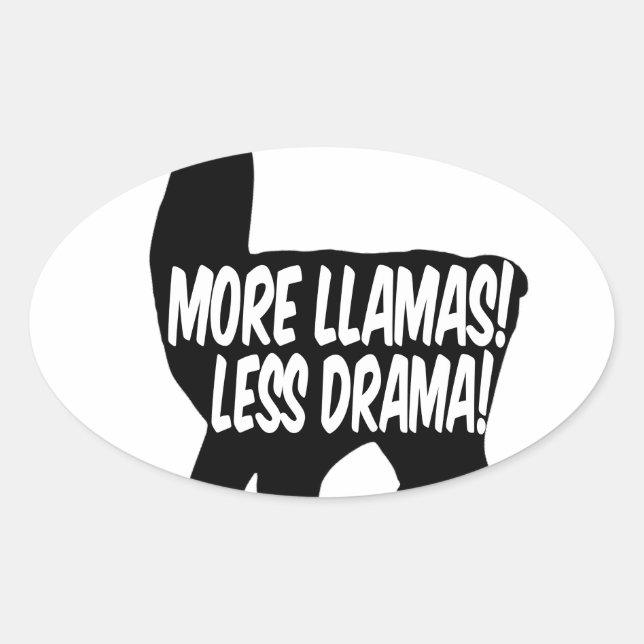 More Llamas Less Drama Oval Sticker (Front)