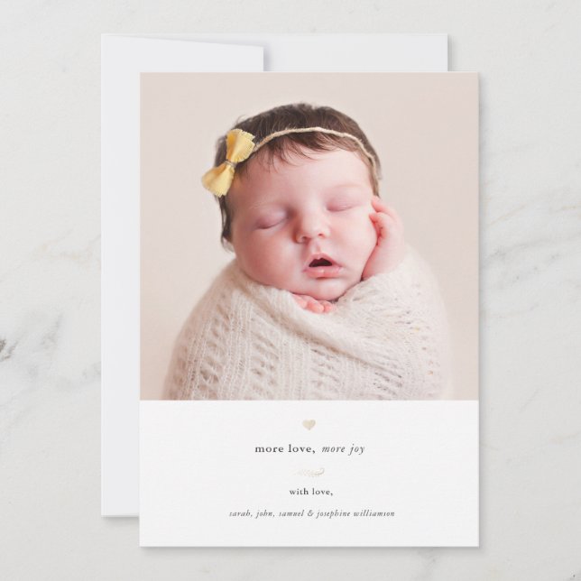 More Love, More Joy | Holiday Birth Announcement (Front)