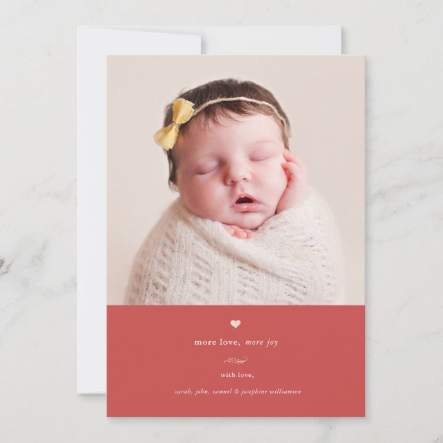 More Love, More Joy | Holiday Birth Announcement (Front)