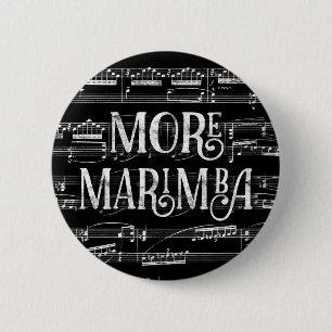More Marimba Chalkboard - Black White Music 6 Cm Round Badge
