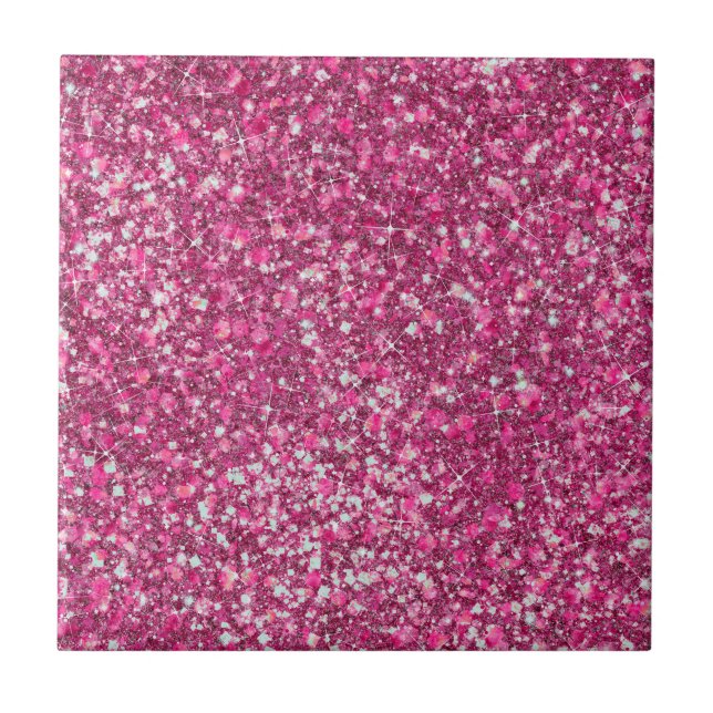 More Mellow Magenta Pink Colour Faux Glitter Tile (Front)