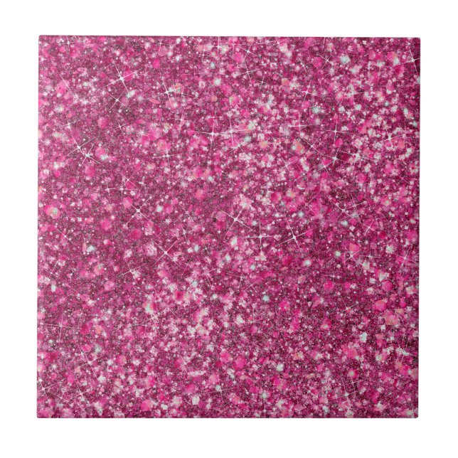 More Mellow Magenta Pink Colour Faux Glitter Tile (Front)