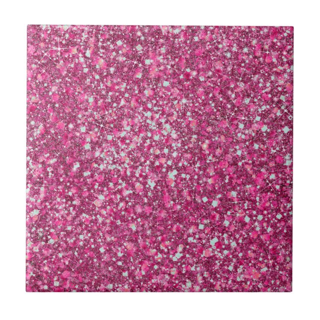 More Mellow Magenta Pink Colour Faux Glitter Tile (Front)