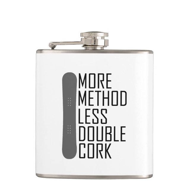 More Method Less Double Cork Hip Flask (Front)