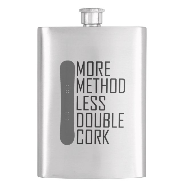 More Method Less Double Cork Hip Flask (Front)