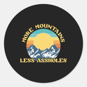More Mountains Less Holes Vintage Sunset Hiking Ca Classic Round Sticker