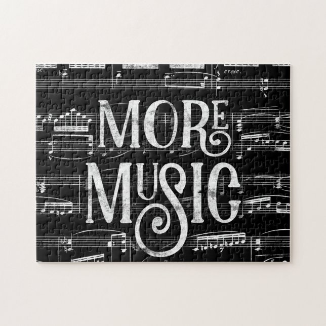 More Music Chalkboard - Black White Musician Jigsaw Puzzle (Horizontal)