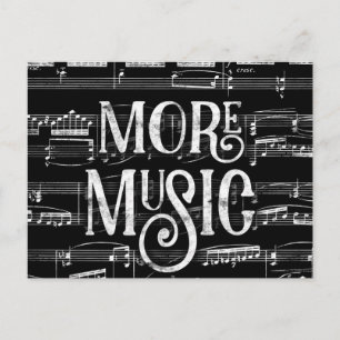 More Music Chalkboard - Black White Musician Postcard