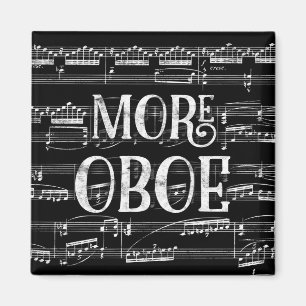 More Oboe Chalkboard - Black White Music Magnet
