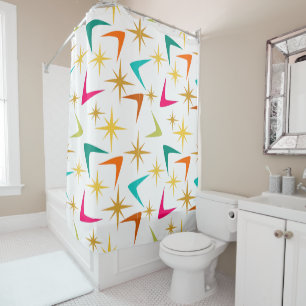 More Open Mid-Century Modern Rectangles Shower Curtain