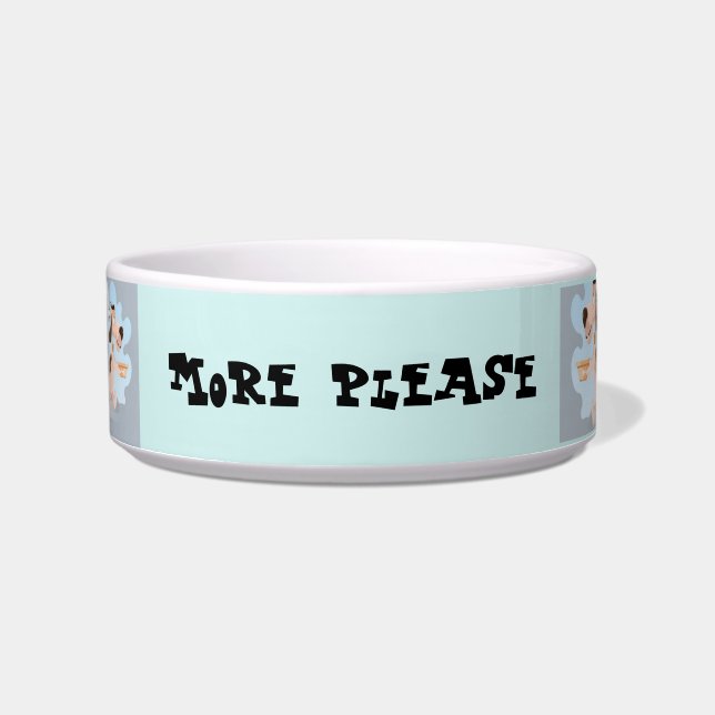 More Please/Thanks Ceramic Dog Bowl (Front)