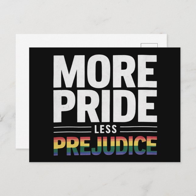 More Pride Less Prejudice Lgbt Gay Pride Month Postcard (Front/Back)