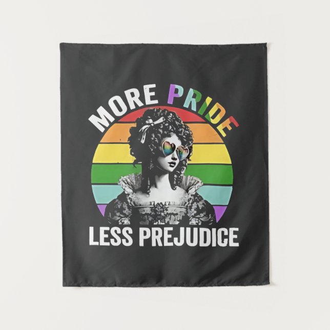 More Pride Less Prejudice LGBT Gay Pride Month Tapestry (Front)