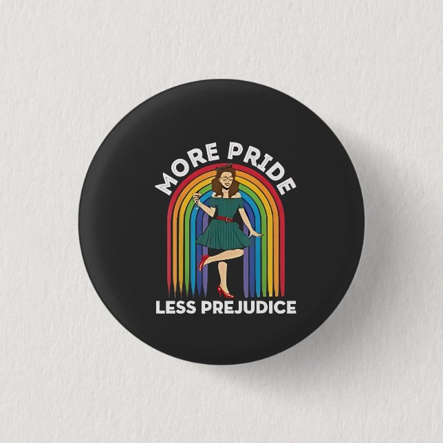 More Pride Less Prejudice LGBT Pride Month  3 Cm Round Badge (Front)