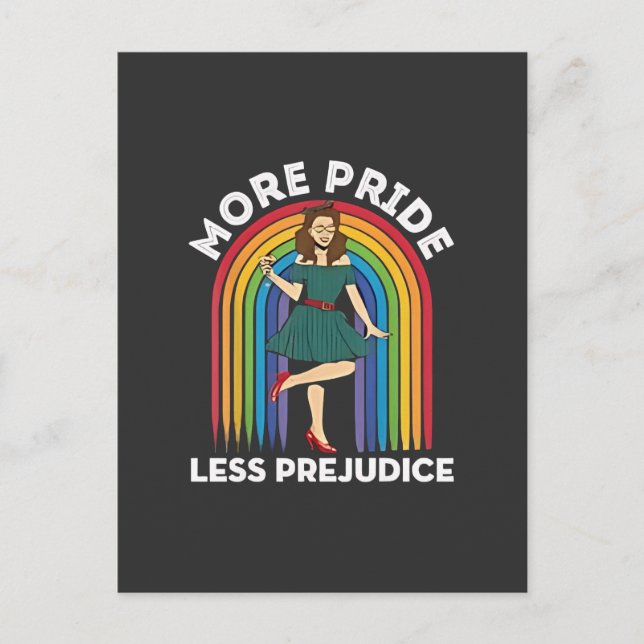 More Pride Less Prejudice LGBT Pride Month  Holiday Postcard (Front)