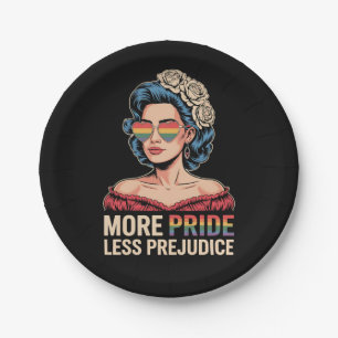 More Pride Less Prejudice LGBTQ Pride Ally Rainbow Paper Plate