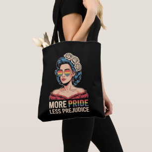 More Pride Less Prejudice LGBTQ Pride Ally Rainbow Tote Bag
