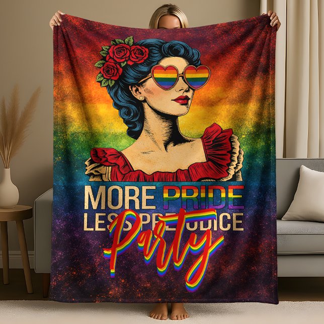 More Pride Less Prejudice Pride Month LGBTQ Fleece Blanket (Creator Uploaded)