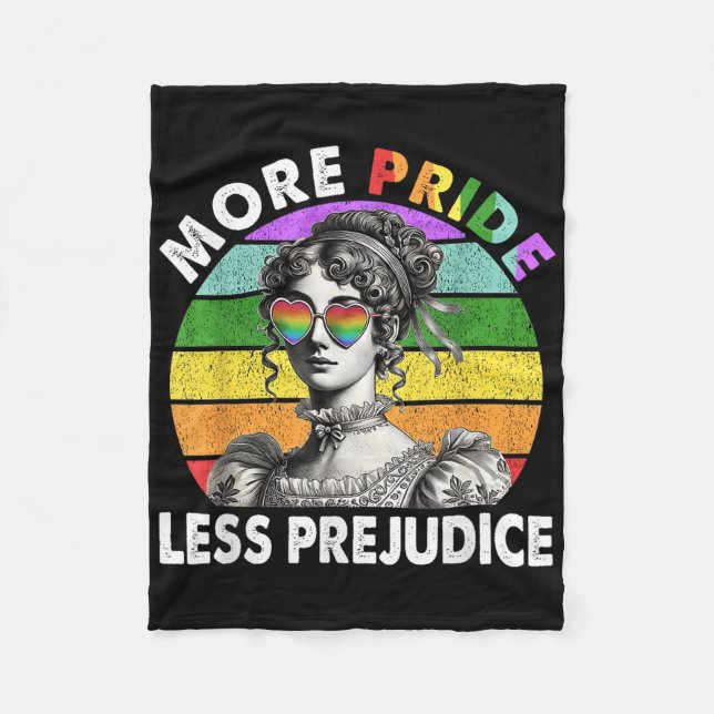 More Pride Less Prejudice Pride Month Lgbtq Gay Le Fleece Blanket (Front)