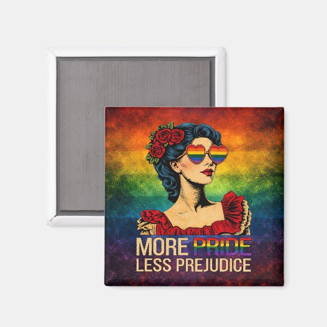 More Pride Less Prejudice Pride Month LGBTQ Magnet (Front/Back)