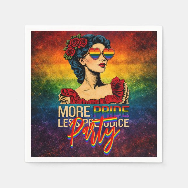 More Pride Less Prejudice Pride Month LGBTQ Napkin (Front)