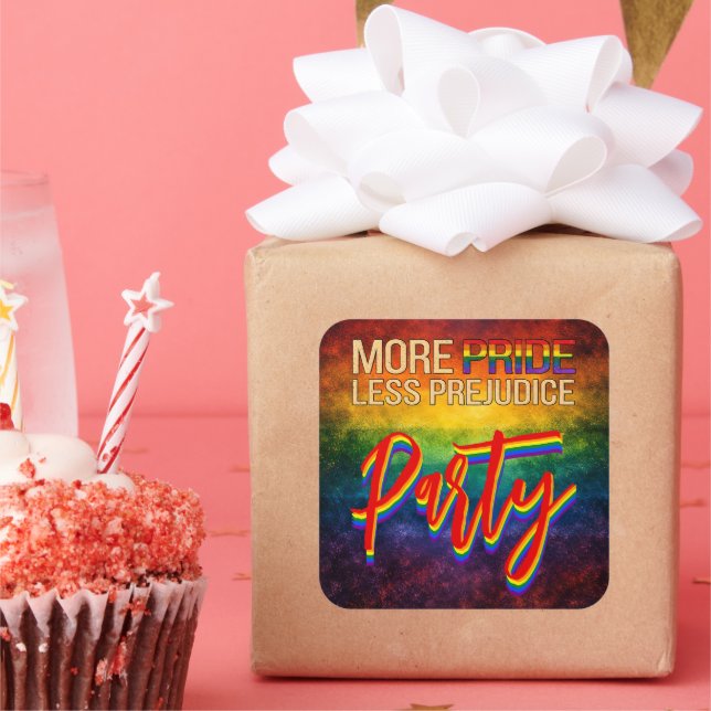 More Pride Less Prejudice Pride Month LGBTQ Square Sticker (Party)