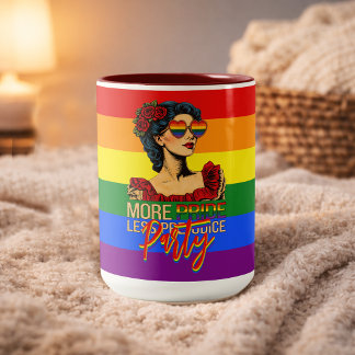 More Pride Less Prejudice Pride Month LGBTQ Two-Tone Coffee Mug