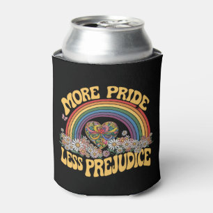 More Pride Less Prejudice Retro Rainbow Pride LGBT Can Cooler