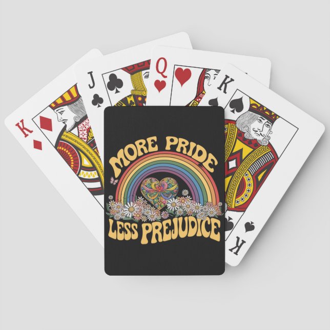 More Pride Less Prejudice Retro Rainbow Pride LGBT Playing Cards (Back)