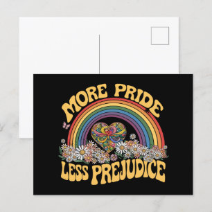 More Pride Less Prejudice Retro Rainbow Pride LGBT Postcard