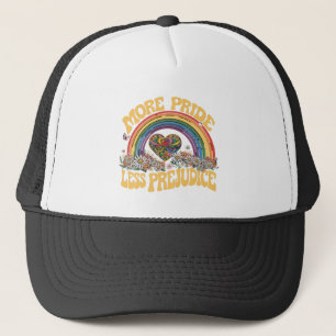 More Pride Less Prejudice Retro Rainbow Pride LGBT Trucker Hat