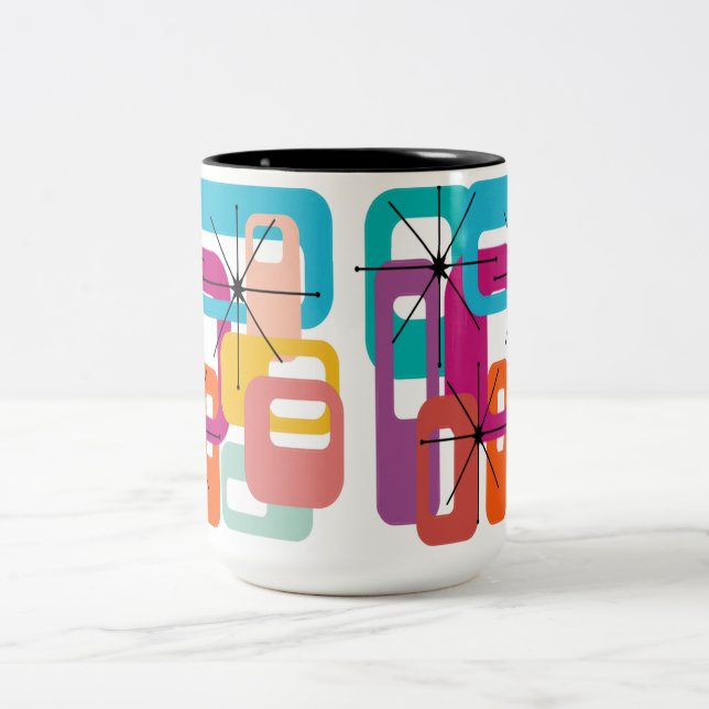More Rectangles and Starbursts Two-Tone Coffee Mug (Center)