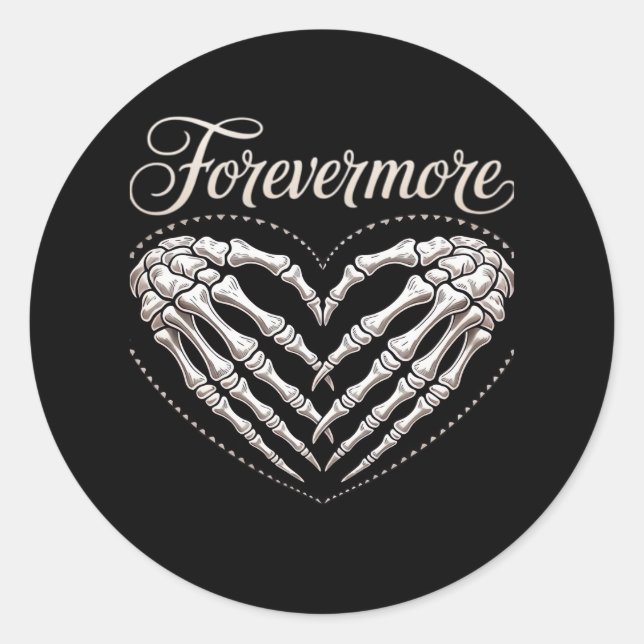 More Skeleton Hands Heart Gothic Halloween Classic Round Sticker (Front)
