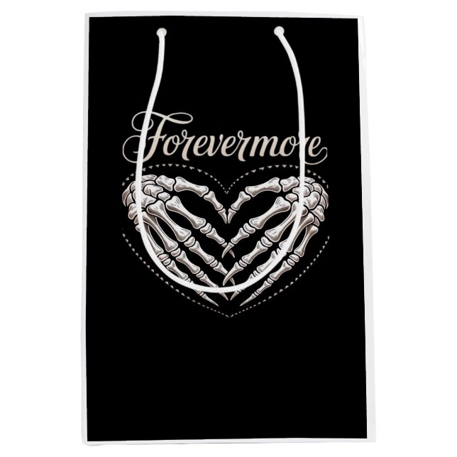 More Skeleton Hands Heart Gothic Halloween Medium Gift Bag (Front)