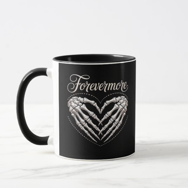 More Skeleton Hands Heart Gothic Halloween Mug (Left)