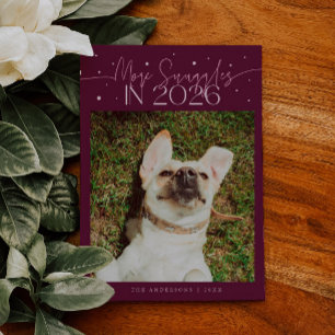 More Snuggles 2026 New Year Cranberry Pet Photo Holiday Card