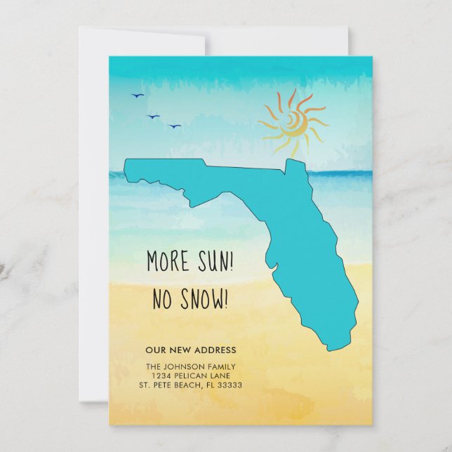 More Sun! No Snow! New Home in Florida Announcement (Front)