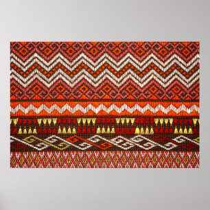 More than 100 years old colourful thai handcraft p poster