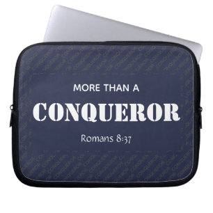 MORE THAN A CONQUEROR Motivational Christian Laptop Sleeve