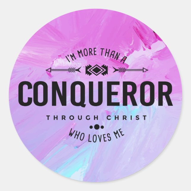 "More Than A Conqueror" Sticker (Front)