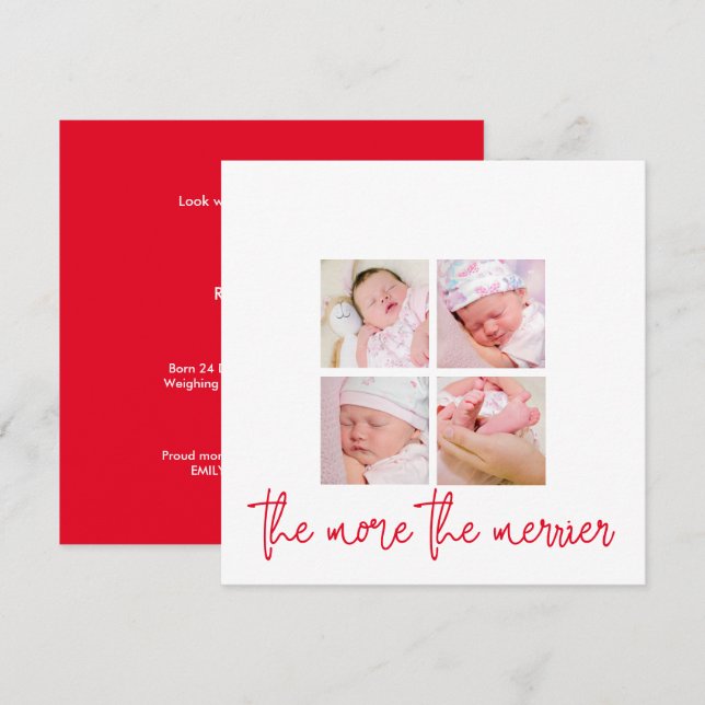 More The Merrier 4 Photo Holiday Birth New Baby (Front/Back)