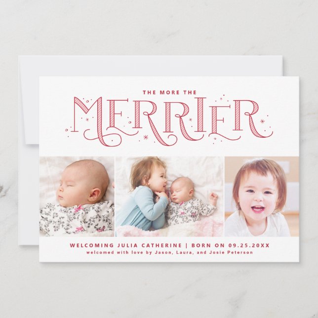 More the Merrier Big Sibling Birth Announcement (Front)