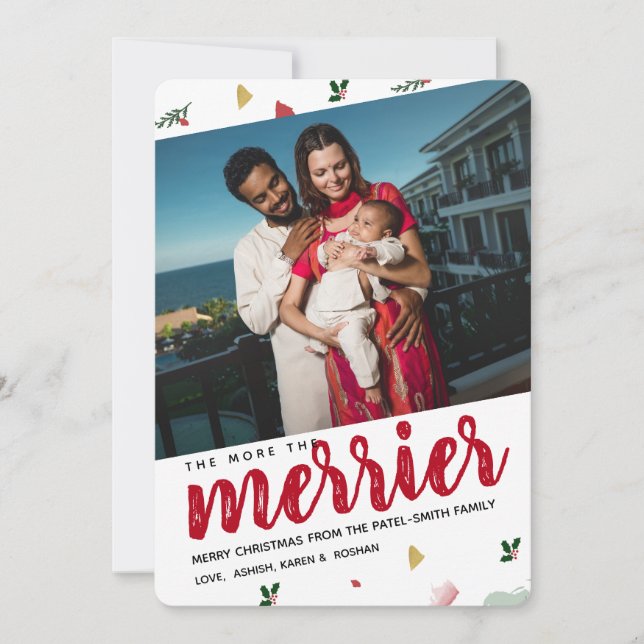 More The Merrier Christmas Baby Birth Announcement (Front)