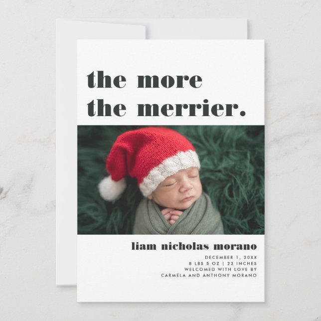 More The Merrier | Christmas Birth Announcement (Front)