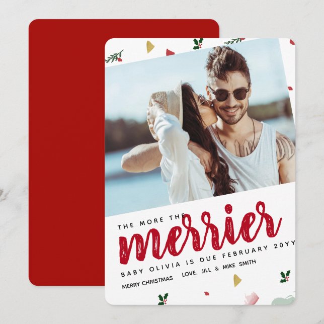 More The Merrier Christmas Pregnancy Announcement (Front/Back)