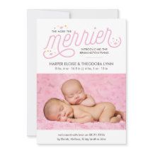 More the Merrier Girl Twins Birth Announcements
