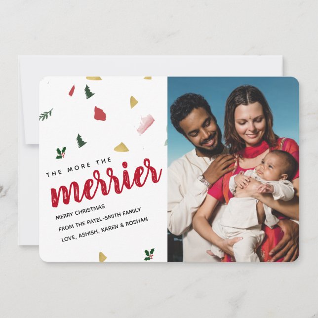 More the Merrier Holiday Baby Birth Announcement (Front)