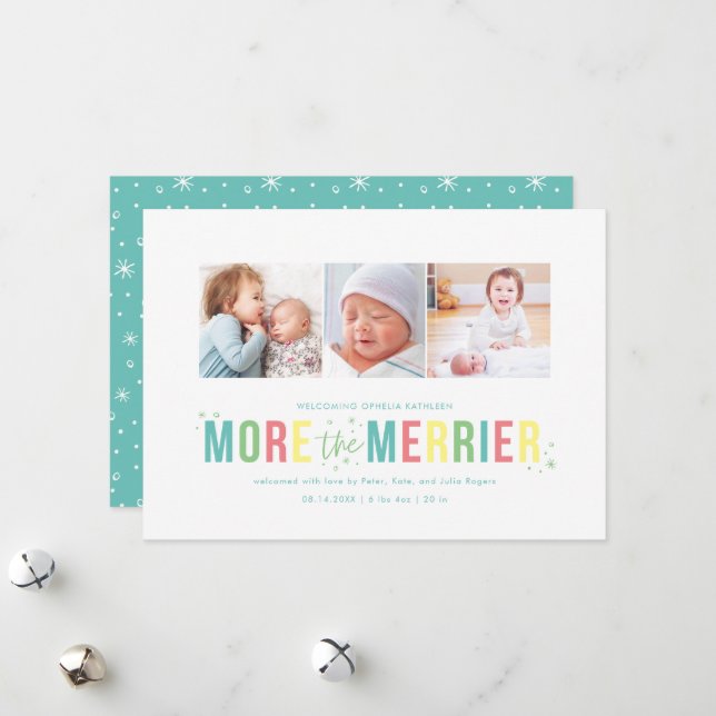 More the Merrier Holiday Birth Announcements (Front/Back In Situ)