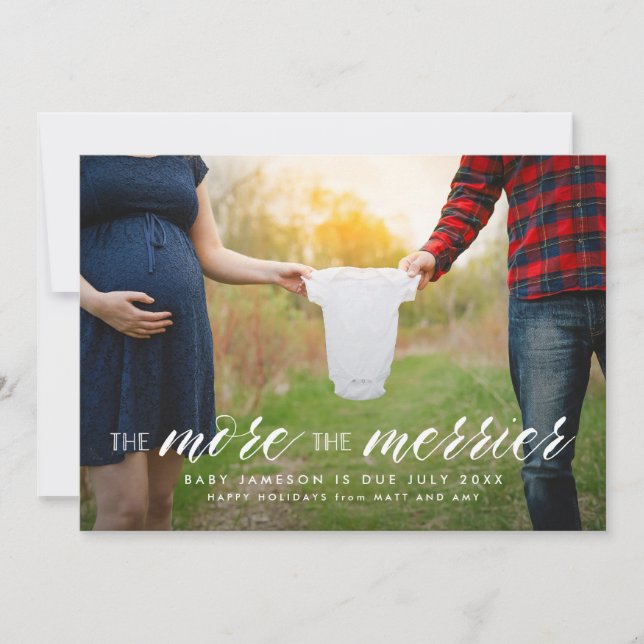 More the Merrier Holiday Pregnancy Announcement (Front)