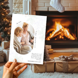 More the Merrier Oval Photo Christmas Pregnancy Holiday Card